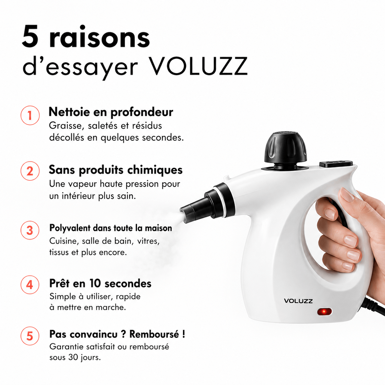 Nettoyeur vapeur Voluzz haute pression sans produits chimiques