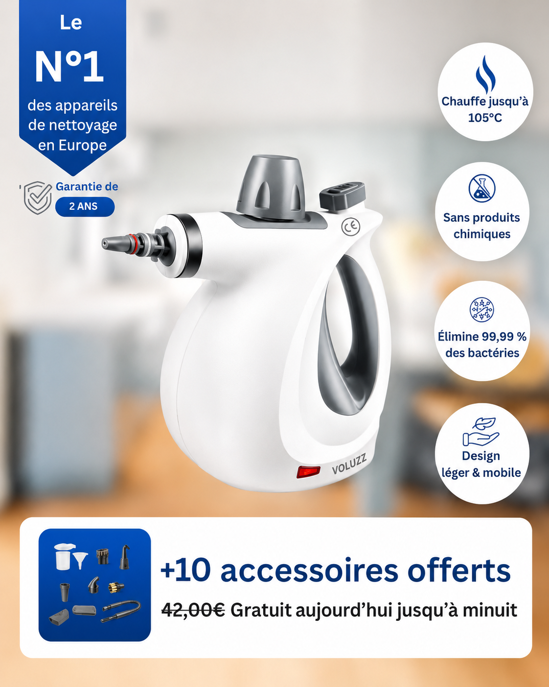 Nettoyeur Vapeur Voluzz Nettoyage Puissant Sans Produits Chimiques